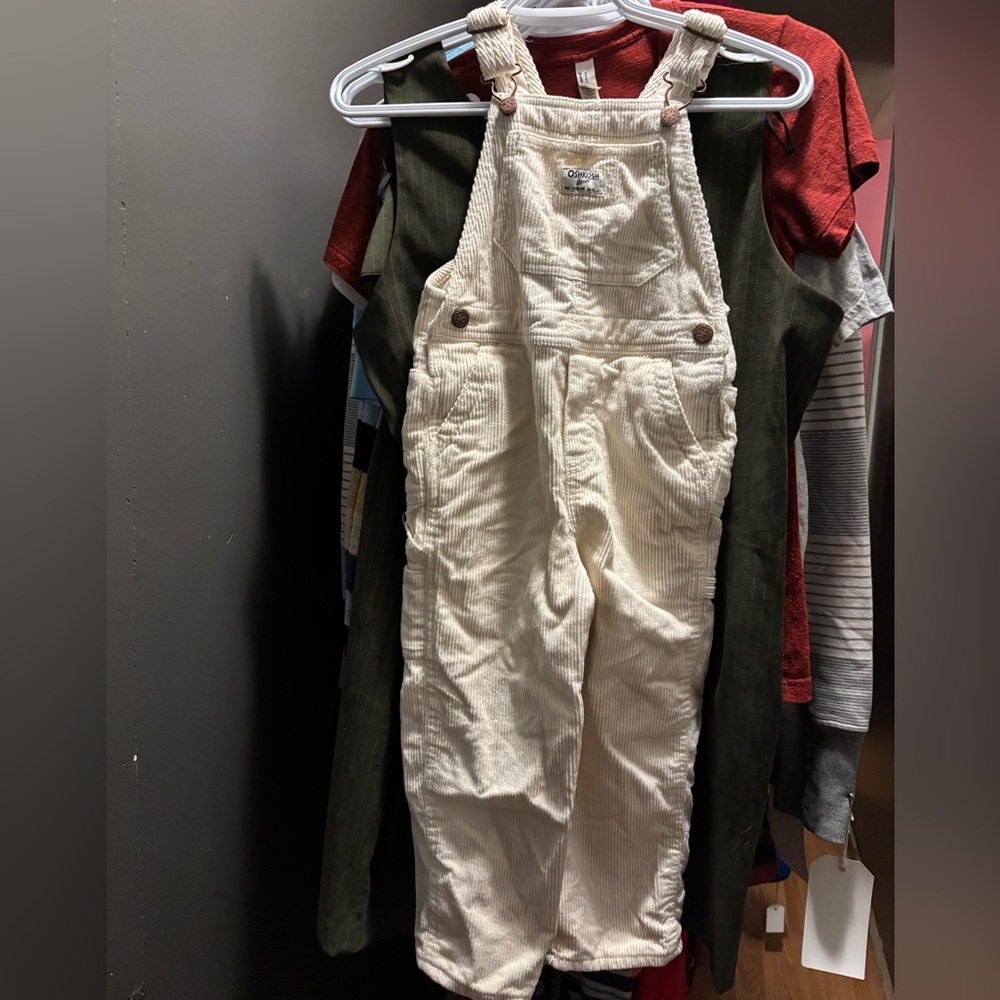 5T White corduroy Oshkosh overalls